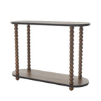 Console en bois ovale à fuseaux 1 étagère avec bords perlés - Marron