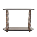 Console en bois ovale à fuseaux 1 étagère avec bords perlés - Marron