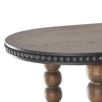 Console en bois ovale à fuseaux 1 étagère avec bords perlés - Marron