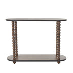 Console en bois ovale à fuseaux 1 étagère avec bords perlés - Marron